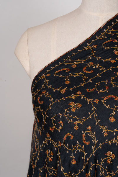 Nocturne Gold — 2.5 Yards Sozni Hand-Embroidered Shawl