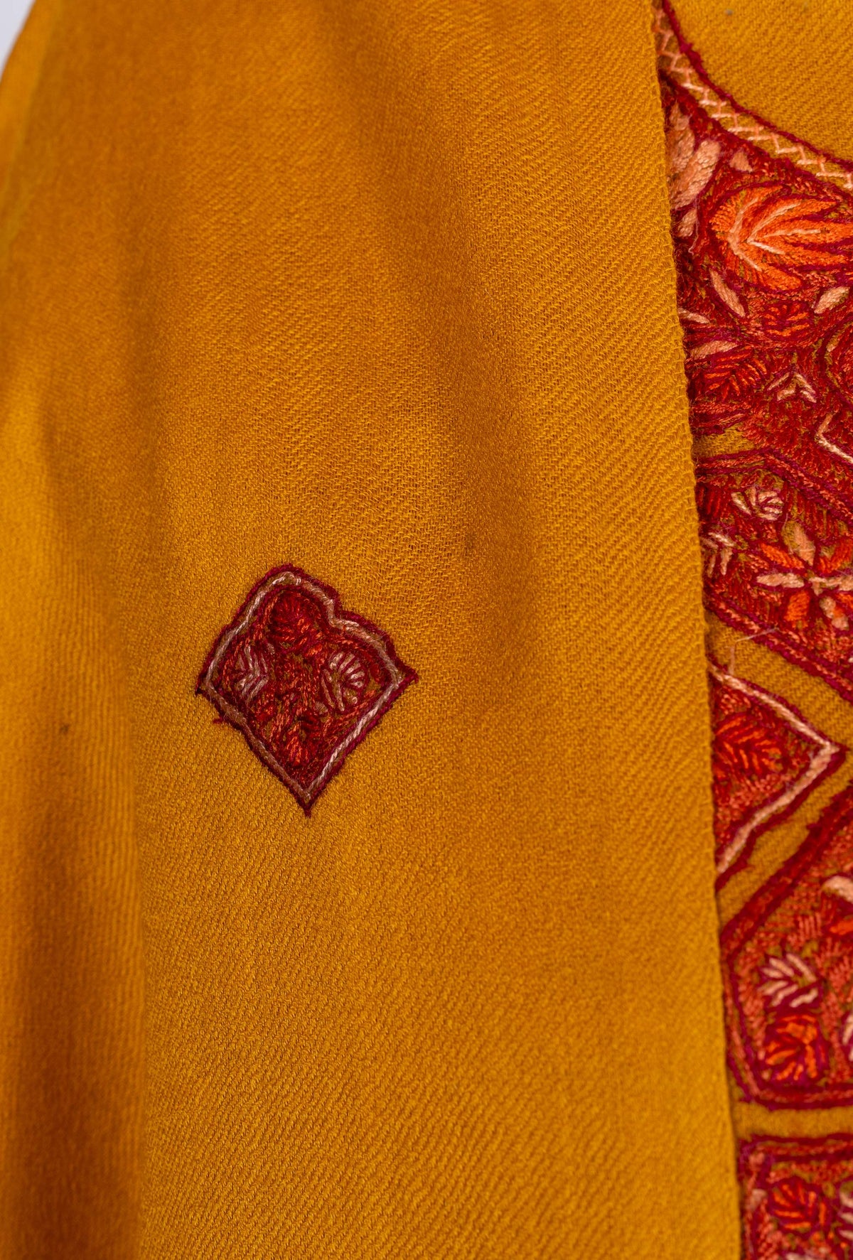 Marigold Mosaic Sozni Hand Embroidered Suit in Fine merino wool