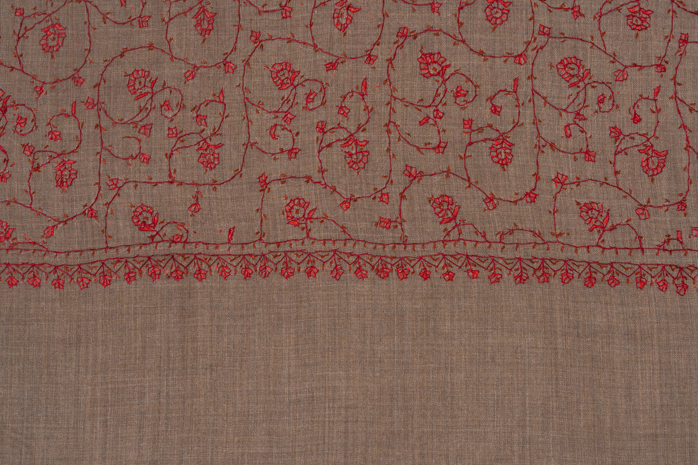 Earth Rouge — 2.5 Yards Sozni Hand-Embroidered Shawl