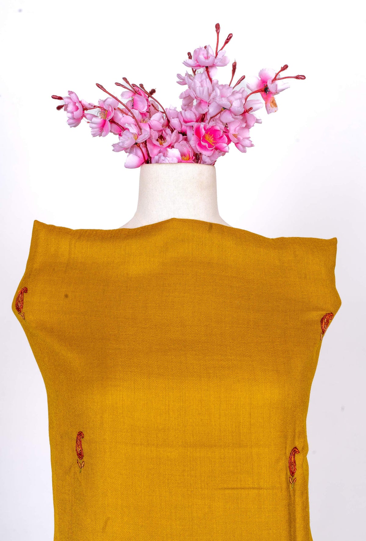 Saffron Gold Sozni Hand Embroidered Suit in Fine merino wool