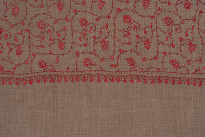 Earth Rouge — 2.5 Yards Sozni Hand-Embroidered Shawl