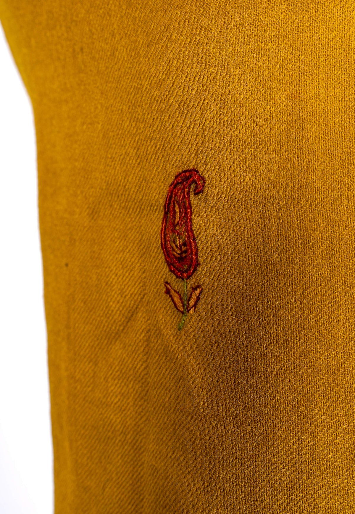 Saffron Gold Sozni Hand Embroidered Suit in Fine merino wool