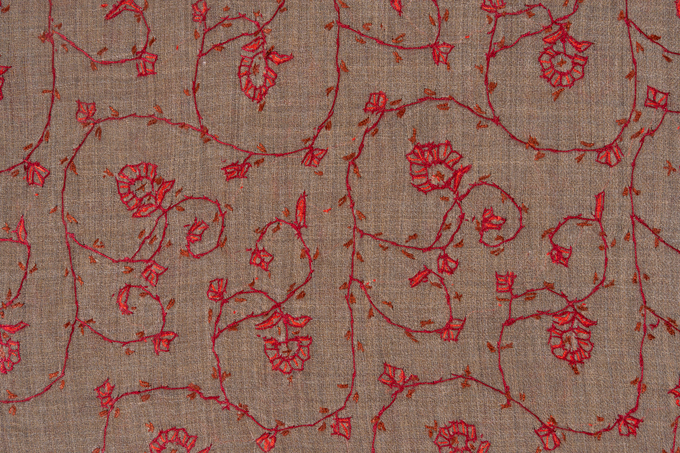 Earth Rouge — 2.5 Yards Sozni Hand-Embroidered Shawl