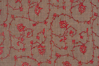 Earth Rouge — 2.5 Yards Sozni Hand-Embroidered Shawl