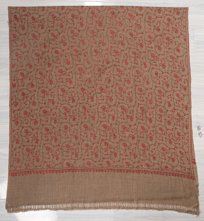 Earth Rouge — 2.5 Yards Sozni Hand-Embroidered Shawl