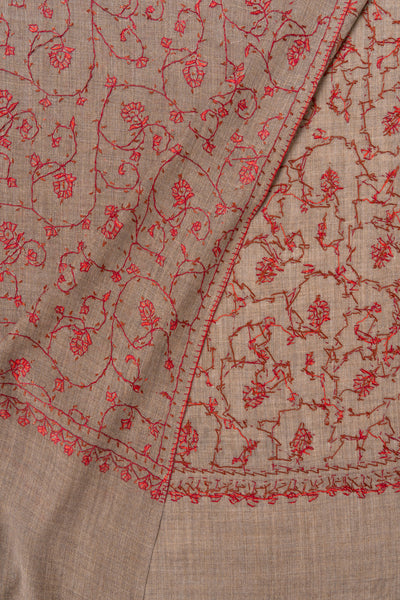 Earth Rouge — 2.5 Yards Sozni Hand-Embroidered Shawl