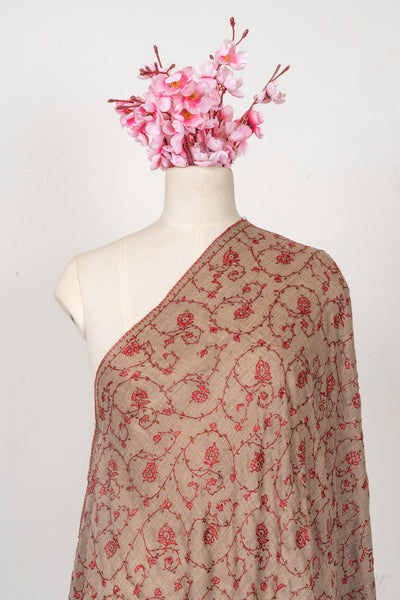 Earth Rouge — 2.5 Yards Sozni Hand-Embroidered Shawl