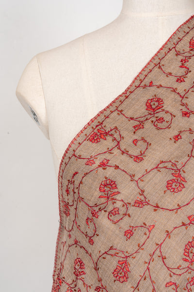 Earth Rouge — 2.5 Yards Sozni Hand-Embroidered Shawl