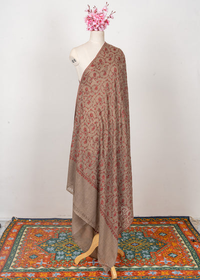 Earth Rouge — 2.5 Yards Sozni Hand-Embroidered Shawl