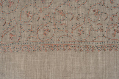 Mist Fern — 2.5 Yards Sozni Hand-Embroidered Shawl