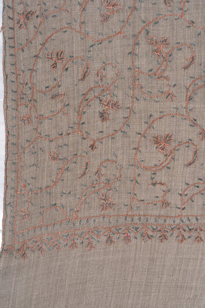 Mist Fern — 2.5 Yards Sozni Hand-Embroidered Shawl