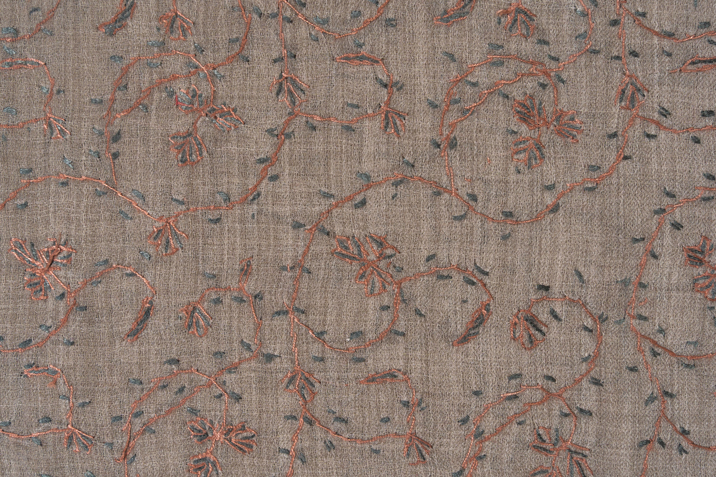 Mist Fern — 2.5 Yards Sozni Hand-Embroidered Shawl