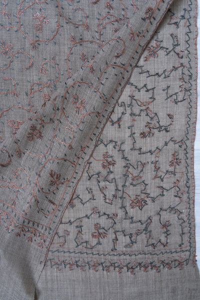 Mist Fern — 2.5 Yards Sozni Hand-Embroidered Shawl