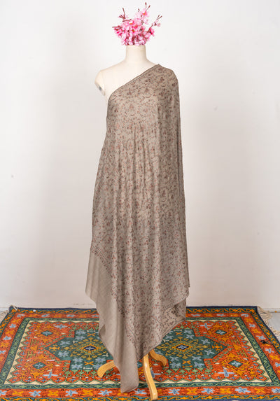 Mist Fern — 2.5 Yards Sozni Hand-Embroidered Shawl