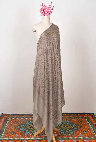 Mist Fern — 2.5 Yards Sozni Hand-Embroidered Shawl