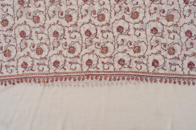Ivory Garden — 2.5 Yards Sozni Hand-Embroidered Shawl