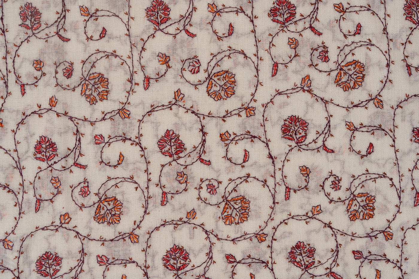 Ivory Garden — 2.5 Yards Sozni Hand-Embroidered Shawl