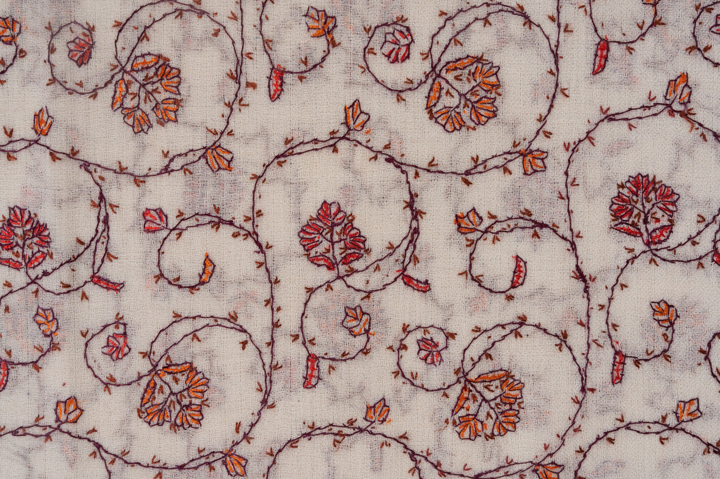 Ivory Garden — 2.5 Yards Sozni Hand-Embroidered Shawl