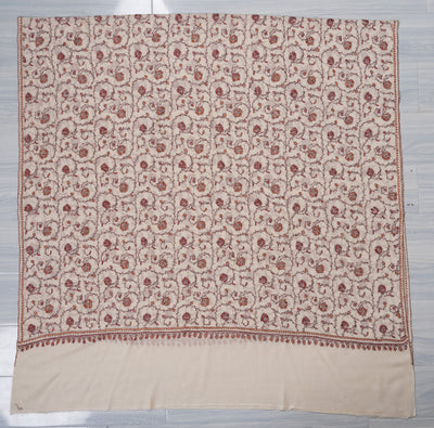 Ivory Garden — 2.5 Yards Sozni Hand-Embroidered Shawl
