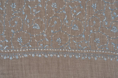 Frosted Taupe — 2.5 Yards Sozni Hand-Embroidered Shawl