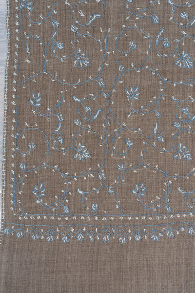 Frosted Taupe — 2.5 Yards Sozni Hand-Embroidered Shawl