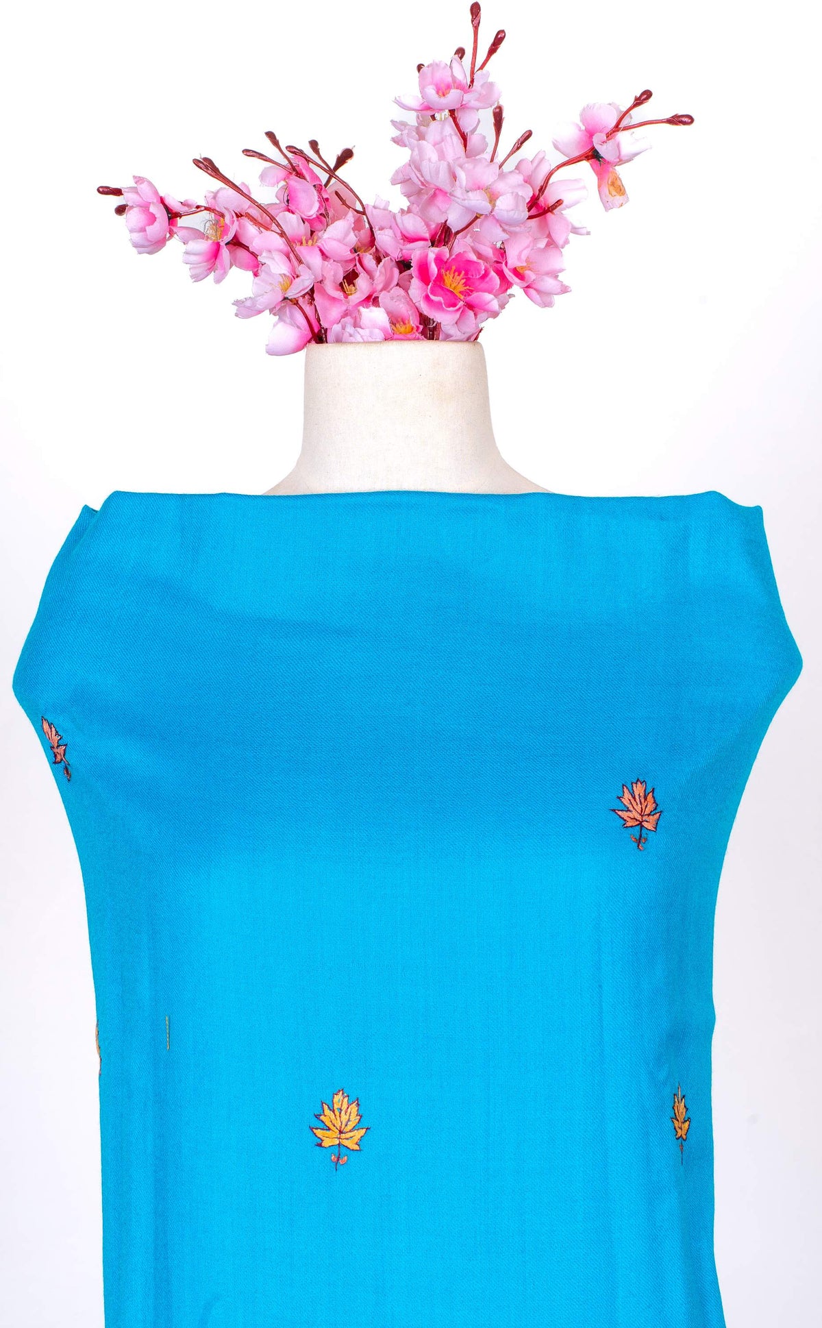 Turquoise Bloom Sozni Hand Embroidered Suit in Fine merino wool