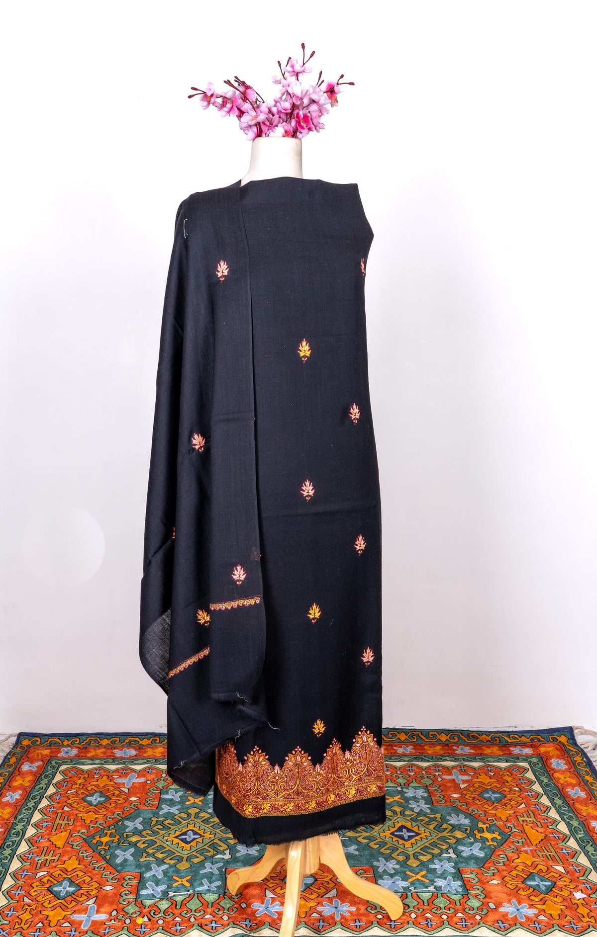 Charcoal Grace Sozni Hand Embroidered Suit in Fine merino wool