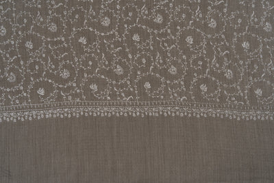 Winter Whisper — 2.5 Yards Sozni Hand-Embroidered Shawl