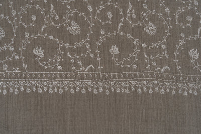 Winter Whisper — 2.5 Yards Sozni Hand-Embroidered Shawl