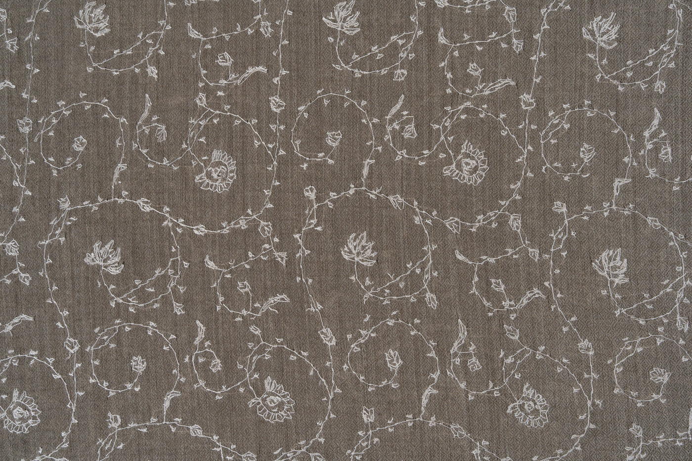 Winter Whisper — 2.5 Yards Sozni Hand-Embroidered Shawl