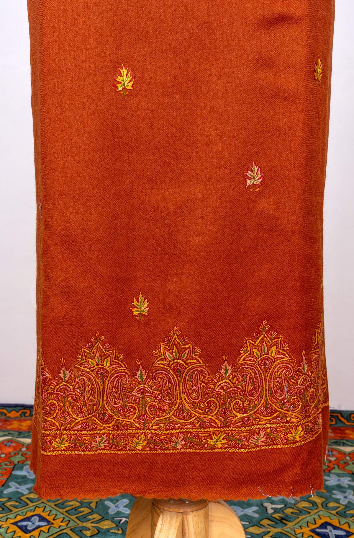 Amber Rust Sozni Hand Embroidered Suit in Fine merino wool