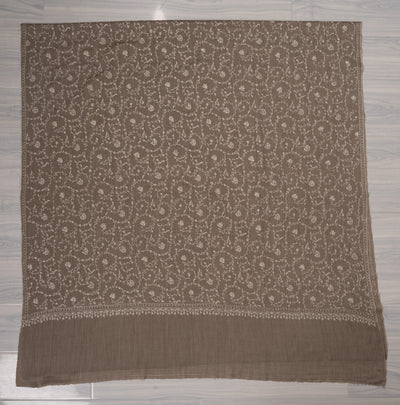 Winter Whisper — 2.5 Yards Sozni Hand-Embroidered Shawl