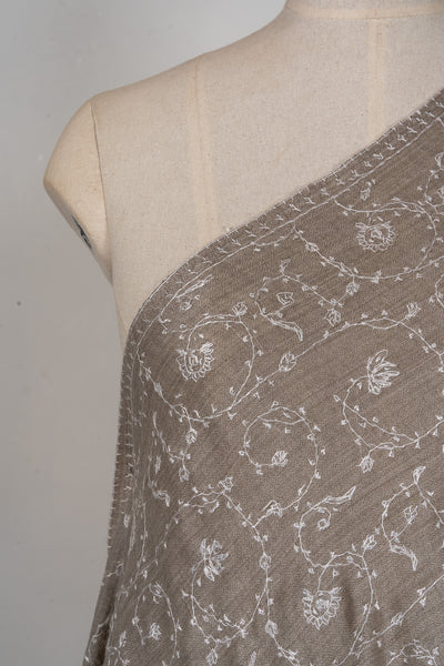 Winter Whisper — 2.5 Yards Sozni Hand-Embroidered Shawl