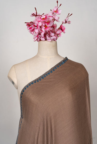 Cocoa Night — 2.5 Yards Sozni Hand-Embroidered Shawl