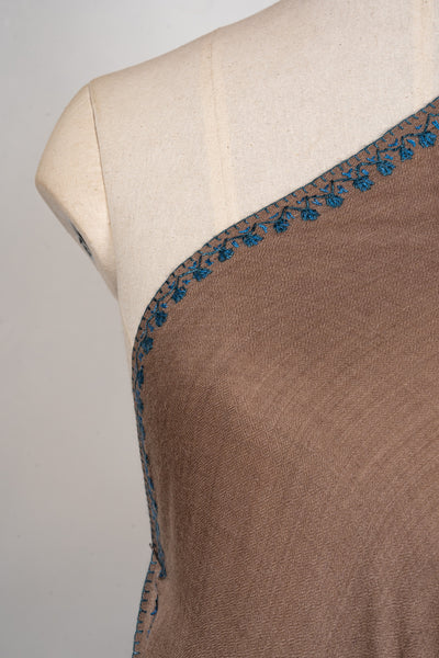 Cocoa Night — 2.5 Yards Sozni Hand-Embroidered Shawl