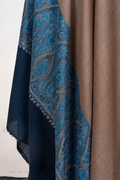 Cocoa Night — 2.5 Yards Sozni Hand-Embroidered Shawl
