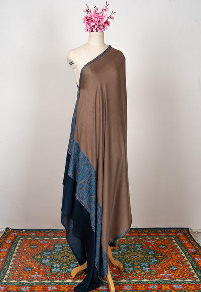 Cocoa Night — 2.5 Yards Sozni Hand-Embroidered Shawl