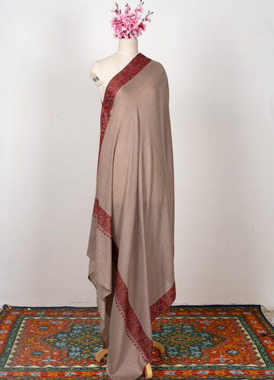 Russet Aura — 2.5 Yards Sozni Hand-Embroidered Shawl