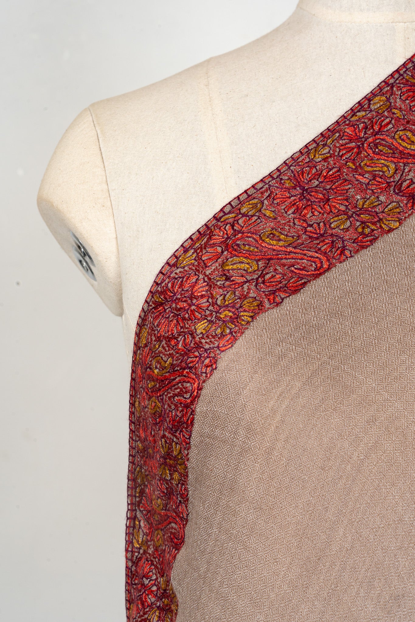 Russet Aura — 2.5 Yards Sozni Hand-Embroidered Shawl