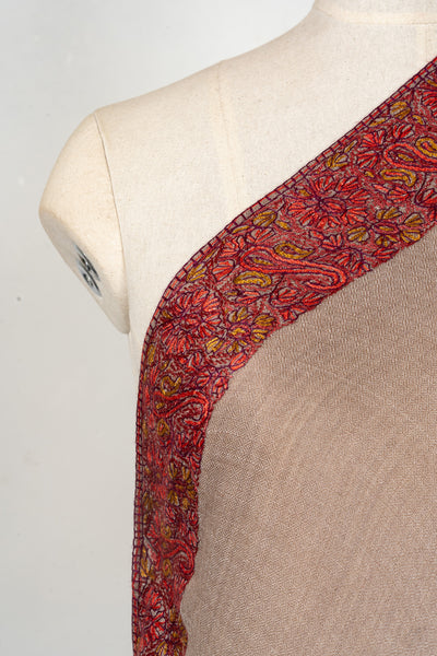 Russet Aura — 2.5 Yards Sozni Hand-Embroidered Shawl