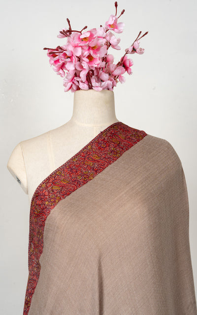 Russet Aura — 2.5 Yards Sozni Hand-Embroidered Shawl