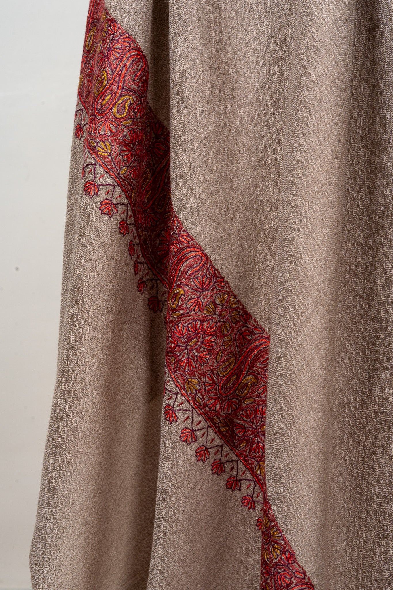 Russet Aura — 2.5 Yards Sozni Hand-Embroidered Shawl