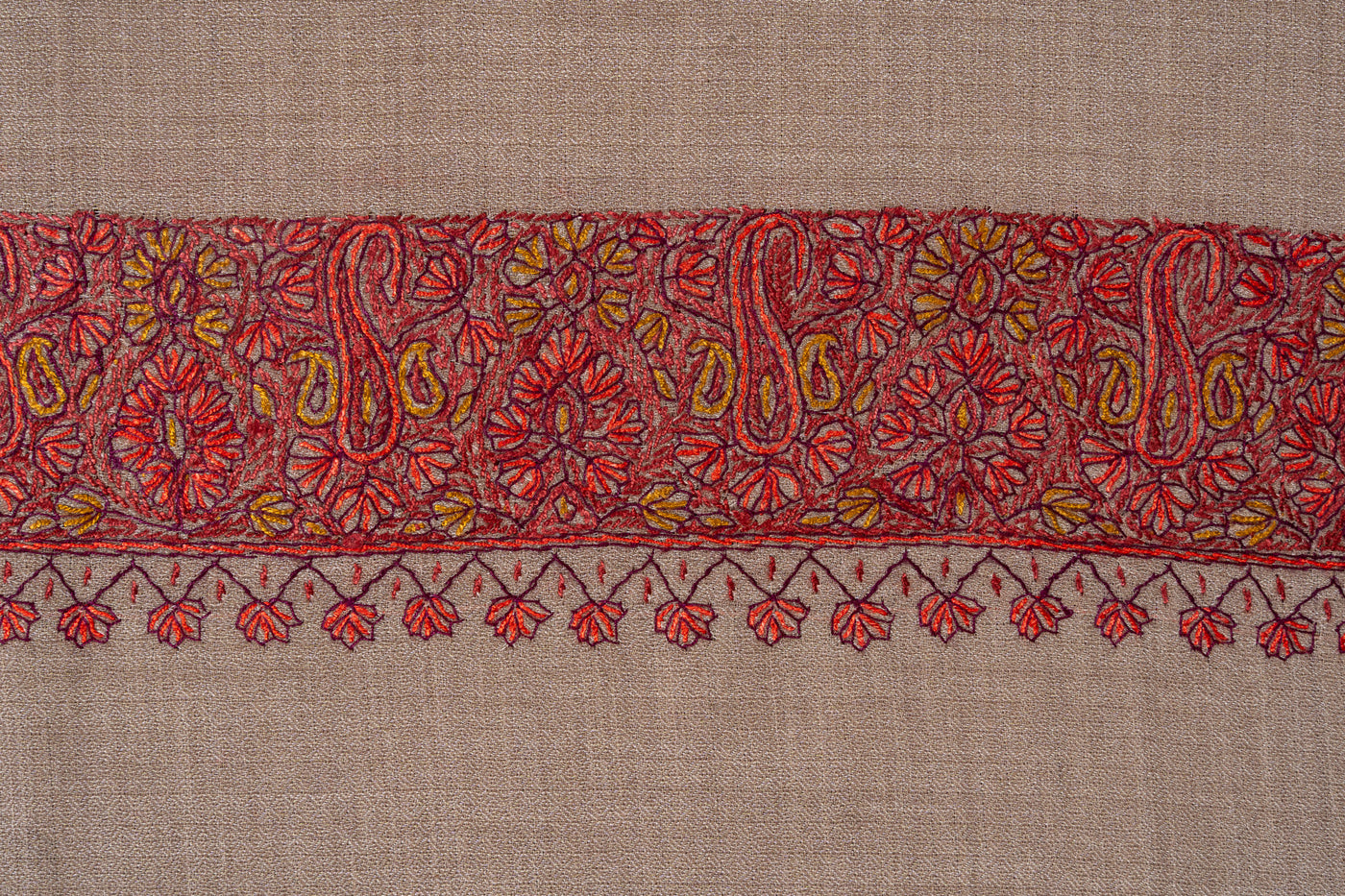 Russet Aura — 2.5 Yards Sozni Hand-Embroidered Shawl