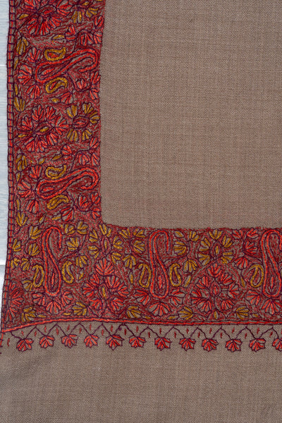Russet Aura — 2.5 Yards Sozni Hand-Embroidered Shawl