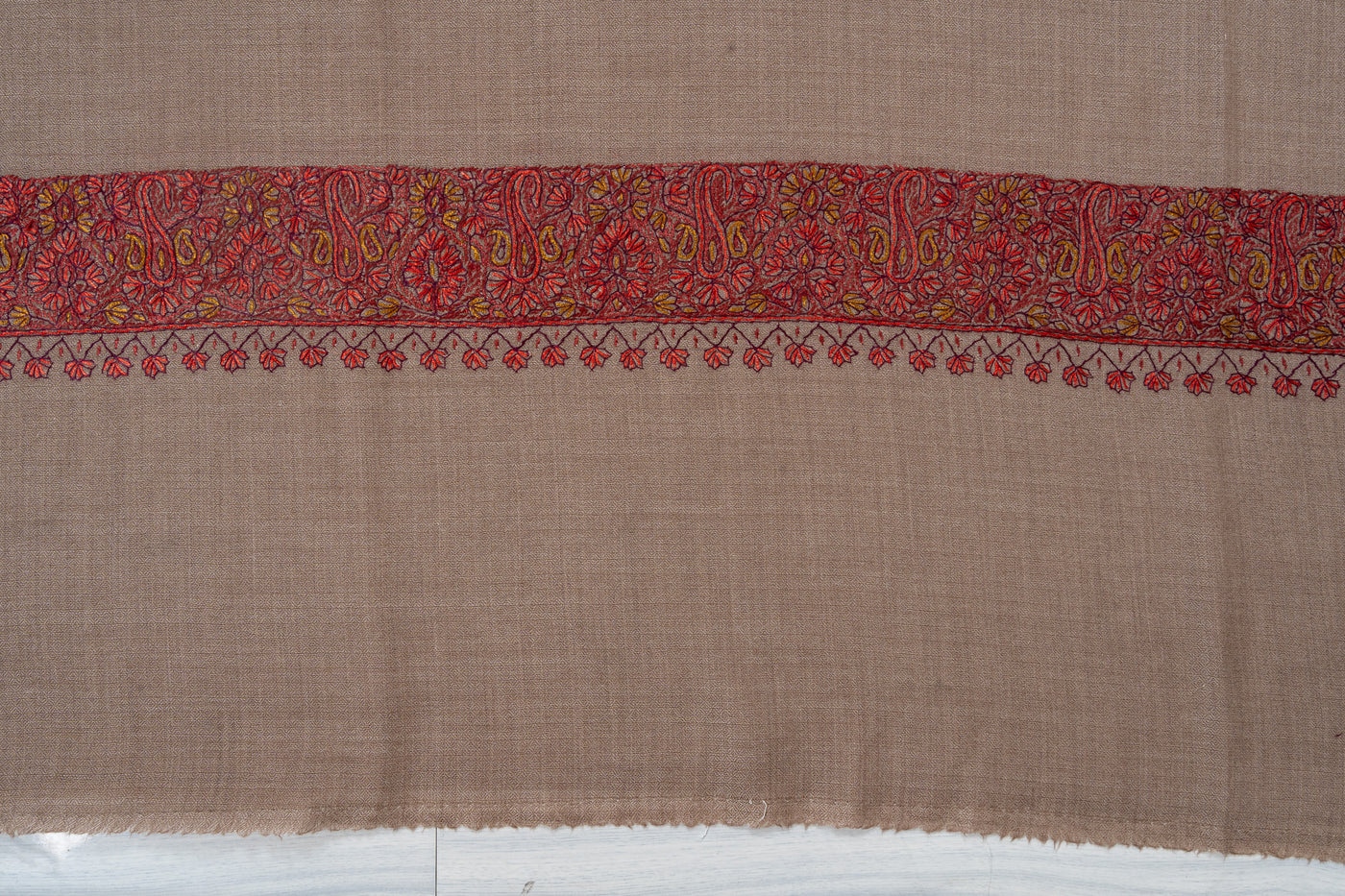 Russet Aura — 2.5 Yards Sozni Hand-Embroidered Shawl