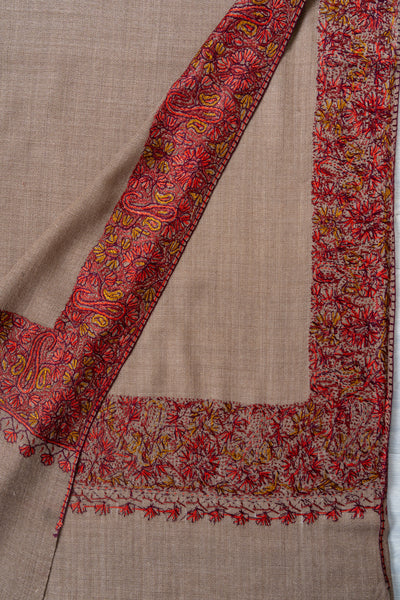 Russet Aura — 2.5 Yards Sozni Hand-Embroidered Shawl