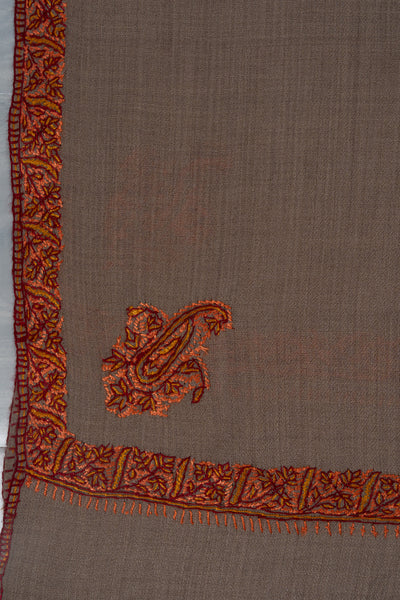 Ember Dusk — 2.5 Yards Sozni Hand-Embroidered Shawl