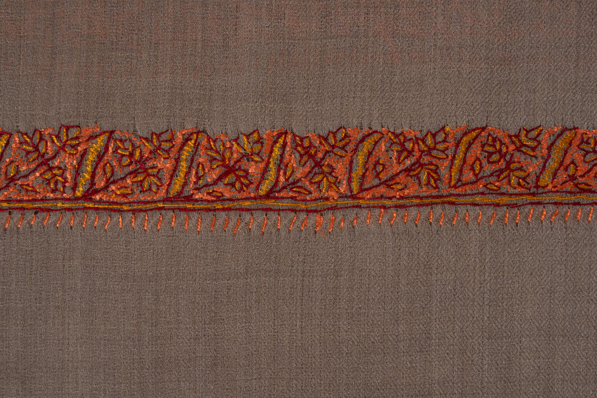 Ember Dusk — 2.5 Yards Sozni Hand-Embroidered Shawl