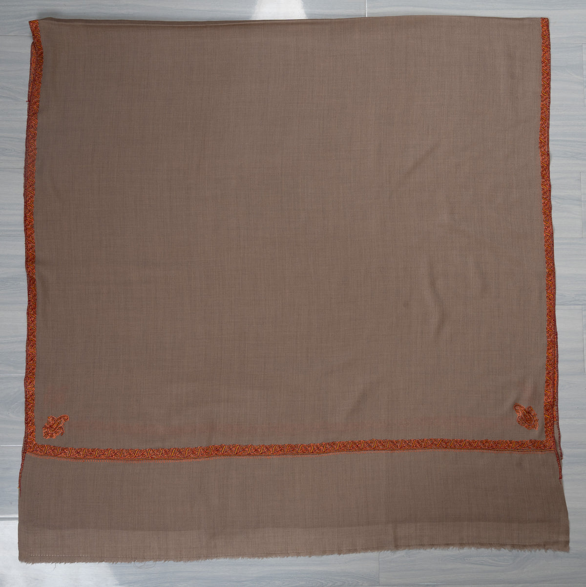 Ember Dusk — 2.5 Yards Sozni Hand-Embroidered Shawl