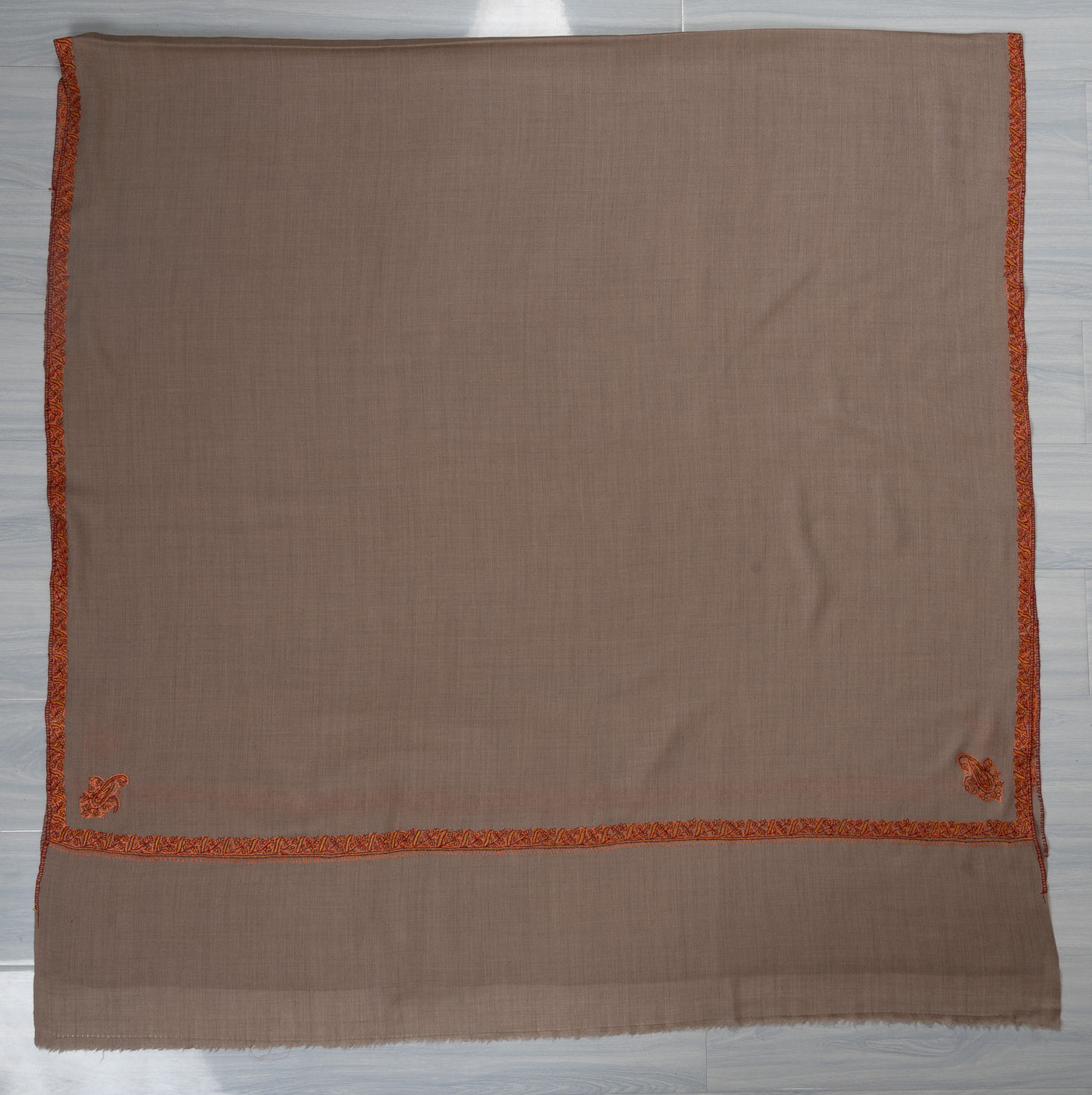 Ember Dusk — 2.5 Yards Sozni Hand-Embroidered Shawl